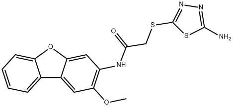 2-[(5-amino-1,3,4-thiadiazol-2-yl)sulfanyl]-N-(2-methoxydibenzo[b,d]furan-3-yl)acetamide Struktur