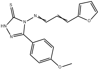 4-{[(2E)-3-(furan-2-yl)prop-2-en-1-ylidene]amino}-5-(4-methoxyphenyl)-4H-1,2,4-triazole-3-thiol Struktur