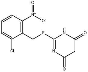 2-[(2-chloro-6-nitrobenzyl)sulfanyl]pyrimidine-4,6(1H,5H)-dione Struktur