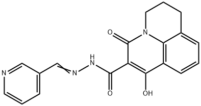 (E)-1-hydroxy-3-oxo-N'-(pyridin-3-ylmethylene)-3,5,6,7-tetrahydropyrido[3,2,1-ij]quinoline-2-carbohydrazide Struktur