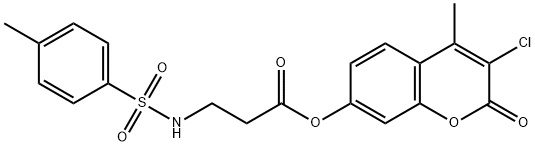 3-chloro-4-methyl-2-oxo-2H-chromen-7-yl 3-(4-methylphenylsulfonamido)propanoate Struktur