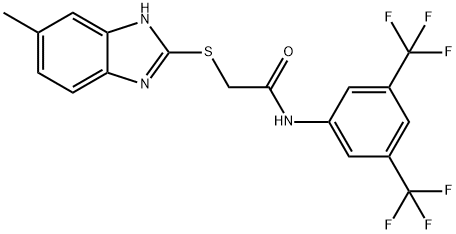 N-[3,5-bis(trifluoromethyl)phenyl]-2-[(5-methyl-1H-benzimidazol-2-yl)sulfanyl]acetamide Struktur