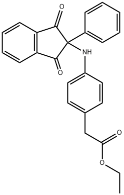 ethyl 2-(4-((1,3-dioxo-2-phenyl-2,3-dihydro-1H-inden-2-yl)amino)phenyl)acetate Struktur