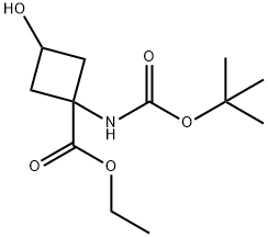 ethyl 1-{[(tert-butyloxy)carbonyl]amino}-3-hydroxycyclobutane-1-carboxylate Struktur