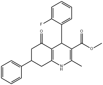 methyl 4-(2-fluorophenyl)-2-methyl-5-oxo-7-phenyl-1,4,5,6,7,8-hexahydroquinoline-3-carboxylate Struktur