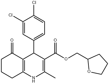 tetrahydrofuran-2-ylmethyl 4-(3,4-dichlorophenyl)-2-methyl-5-oxo-1,4,5,6,7,8-hexahydroquinoline-3-carboxylate Struktur