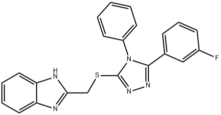 2-({[5-(3-fluorophenyl)-4-phenyl-4H-1,2,4-triazol-3-yl]sulfanyl}methyl)-1H-benzimidazole Struktur