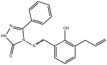 2-{[(3-phenyl-5-sulfanyl-4H-1,2,4-triazol-4-yl)imino]methyl}-6-(prop-2-en-1-yl)phenol Struktur