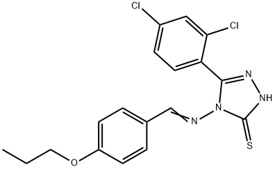 5-(2,4-dichlorophenyl)-4-[(4-propoxybenzylidene)amino]-4H-1,2,4-triazole-3-thiol Struktur