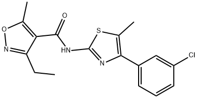 N-[4-(3-chlorophenyl)-5-methyl-1,3-thiazol-2-yl]-3-ethyl-5-methyl-4-isoxazolecarboxamide Struktur