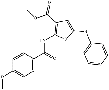 methyl 2-(4-methoxybenzamido)-5-(phenylthio)thiophene-3-carboxylate Struktur