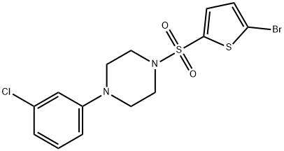 1-[(5-bromothiophen-2-yl)sulfonyl]-4-(3-chlorophenyl)piperazine Struktur