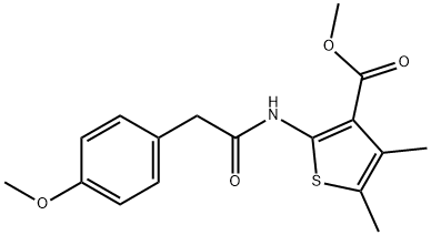 methyl 2-(2-(4-methoxyphenyl)acetamido)-4,5-dimethylthiophene-3-carboxylate Struktur