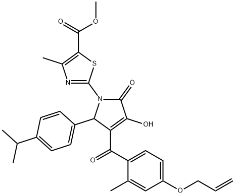 methyl 2-(3-(4-(allyloxy)-2-methylbenzoyl)-4-hydroxy-2-(4-isopropylphenyl)-5-oxo-2,5-dihydro-1H-pyrrol-1-yl)-4-methylthiazole-5-carboxylate Struktur