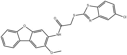 2-[(5-chloro-1,3-benzothiazol-2-yl)sulfanyl]-N-(2-methoxydibenzo[b,d]furan-3-yl)acetamide Struktur