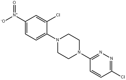 3-chloro-6-[4-(2-chloro-4-nitrophenyl)piperazin-1-yl]pyridazine Struktur