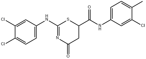 N-(3-chloro-4-methylphenyl)-2-[(3,4-dichlorophenyl)amino]-4-oxo-5,6-dihydro-4H-1,3-thiazine-6-carboxamide Struktur