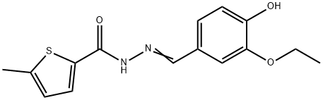 (E)-N'-(3-ethoxy-4-hydroxybenzylidene)-5-methylthiophene-2-carbohydrazide Struktur