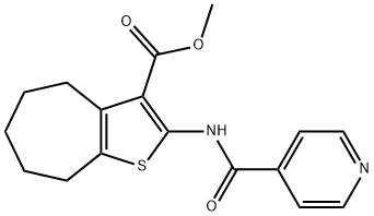 methyl 2-(isonicotinamido)-5,6,7,8-tetrahydro-4H-cyclohepta[b]thiophene-3-carboxylate Struktur