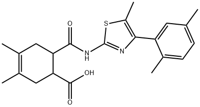 6-((4-(2,5-dimethylphenyl)-5-methylthiazol-2-yl)carbamoyl)-3,4-dimethylcyclohex-3-enecarboxylic acid Struktur