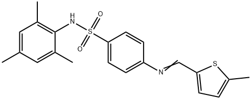 4-{[(E)-(5-methylthiophen-2-yl)methylidene]amino}-N-(2,4,6-trimethylphenyl)benzenesulfonamide Struktur