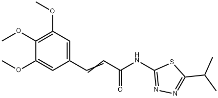 (2E)-N-[5-(propan-2-yl)-1,3,4-thiadiazol-2-yl]-3-(3,4,5-trimethoxyphenyl)prop-2-enamide Struktur