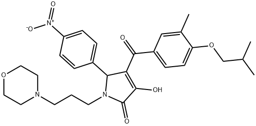 3-hydroxy-4-(4-isobutoxy-3-methylbenzoyl)-1-(3-morpholinopropyl)-5-(4-nitrophenyl)-1H-pyrrol-2(5H)-one Struktur