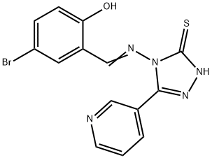 (E)-4-bromo-2-(((3-mercapto-5-(pyridin-3-yl)-4H-1,2,4-triazol-4-yl)imino)methyl)phenol Struktur