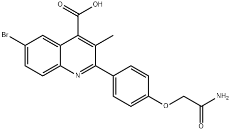 2-(4-(2-amino-2-oxoethoxy)phenyl)-6-bromo-3-methylquinoline-4-carboxylic acid Struktur