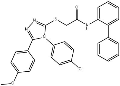 N-(biphenyl-2-yl)-2-{[4-(4-chlorophenyl)-5-(4-methoxyphenyl)-4H-1,2,4-triazol-3-yl]sulfanyl}acetamide Struktur