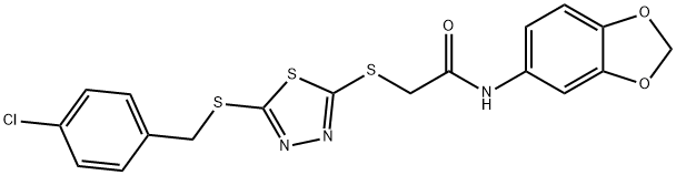 N-(1,3-benzodioxol-5-yl)-2-({5-[(4-chlorobenzyl)sulfanyl]-1,3,4-thiadiazol-2-yl}sulfanyl)acetamide Struktur