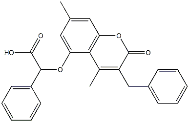 [(3-benzyl-4,7-dimethyl-2-oxo-2H-chromen-5-yl)oxy](phenyl)acetic acid Struktur