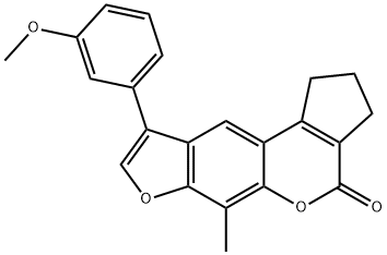 9-(3-methoxyphenyl)-6-methyl-2,3-dihydrocyclopenta[c]furo[3,2-g]chromen-4(1H)-one Struktur