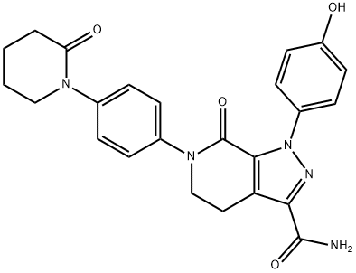 1-(4-Hydroxyphenyl)-7-oxo-6-[4-(2-oxopiperidin-1-yl)phenyl]-4,5,6,7-tetrahydro-1H-pyrazolo[3,4-c]pyridine-3-carboxamide Struktur