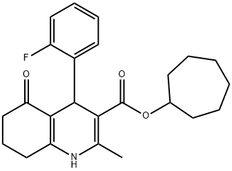 cycloheptyl 4-(2-fluorophenyl)-2-methyl-5-oxo-1,4,5,6,7,8-hexahydroquinoline-3-carboxylate Struktur