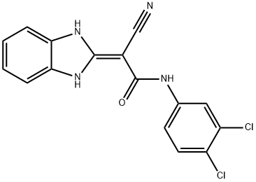 2-cyano-N-(3,4-dichlorophenyl)-2-(1,3-dihydro-2H-benzimidazol-2-ylidene)acetamide Struktur