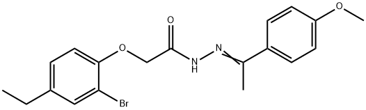 2-(2-bromo-4-ethylphenoxy)-N'-[(1E)-1-(4-methoxyphenyl)ethylidene]acetohydrazide Struktur