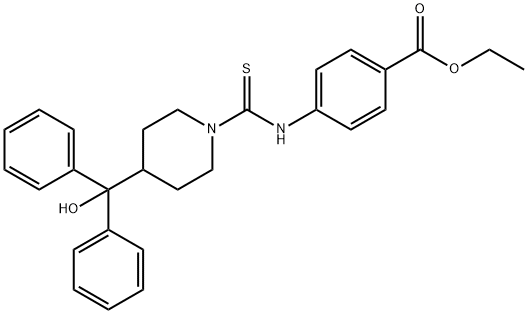 ethyl 4-(4-(hydroxydiphenylmethyl)piperidine-1-carbothioamido)benzoate Struktur