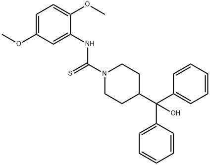 N-(2,5-dimethoxyphenyl)-4-[hydroxy(diphenyl)methyl]piperidine-1-carbothioamide Struktur