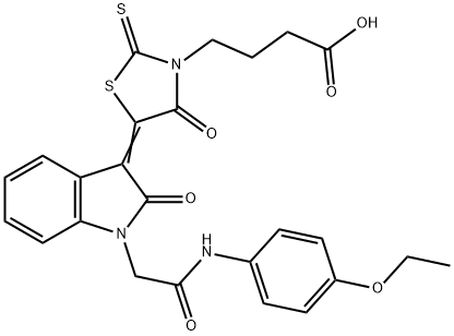 (Z)-4-(5-(1-(2-((4-ethoxyphenyl)amino)-2-oxoethyl)-2-oxoindolin-3-ylidene)-4-oxo-2-thioxothiazolidin-3-yl)butanoic acid Struktur