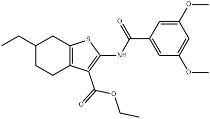 ethyl 2-(3,5-dimethoxybenzamido)-6-ethyl-4,5,6,7-tetrahydrobenzo[b]thiophene-3-carboxylate Struktur