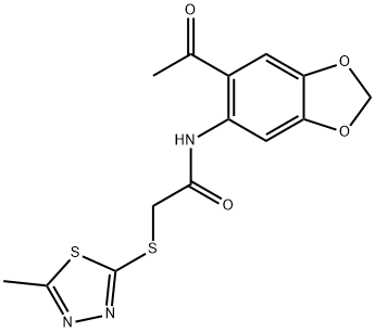 N-(6-acetyl-1,3-benzodioxol-5-yl)-2-[(5-methyl-1,3,4-thiadiazol-2-yl)sulfanyl]acetamide Struktur