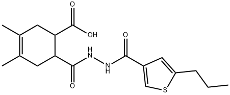 3,4-dimethyl-6-(2-(5-propylthiophene-3-carbonyl)hydrazinecarbonyl)cyclohex-3-enecarboxylic acid Struktur