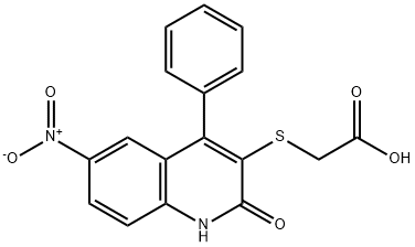 2-((2-hydroxy-6-nitro-4-phenylquinolin-3-yl)thio)acetic acid Struktur