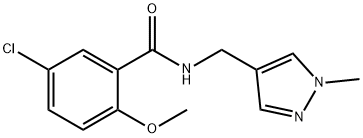 5-chloro-2-methoxy-N-[(1-methyl-1H-pyrazol-4-yl)methyl]benzamide Struktur