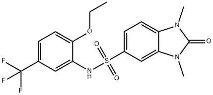 N-[2-ethoxy-5-(trifluoromethyl)phenyl]-1,3-dimethyl-2-oxo-2,3-dihydro-1H-benzimidazole-5-sulfonamide Struktur