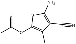 5-amino-4-cyano-3-methylthiophen-2-yl acetate Struktur