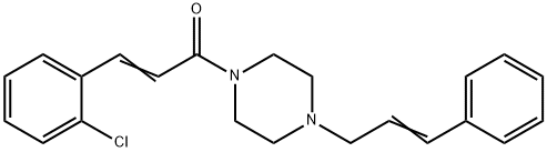 (2E)-3-(2-chlorophenyl)-1-{4-[(2E)-3-phenylprop-2-en-1-yl]piperazin-1-yl}prop-2-en-1-one Struktur