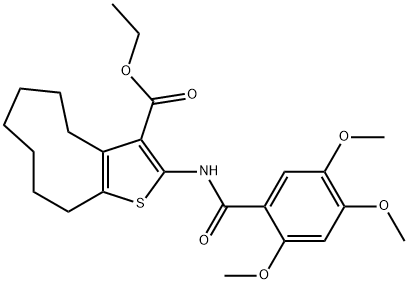 ethyl 2-(2,4,5-trimethoxybenzamido)-5,6,7,8,9,10-hexahydro-4H-cyclonona[b]thiophene-3-carboxylate Struktur