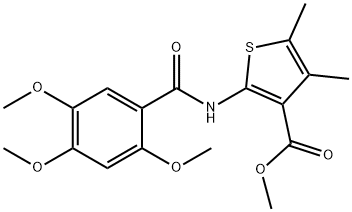 methyl 4,5-dimethyl-2-(2,4,5-trimethoxybenzamido)thiophene-3-carboxylate Struktur